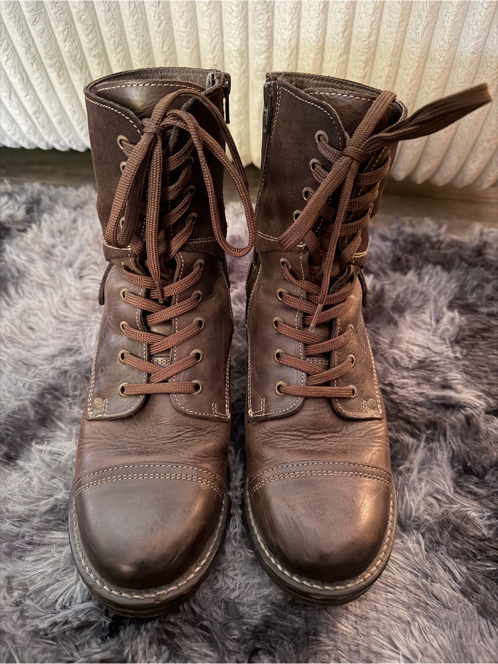 Taos Crave Leather Boots Womens - Brown Laceup